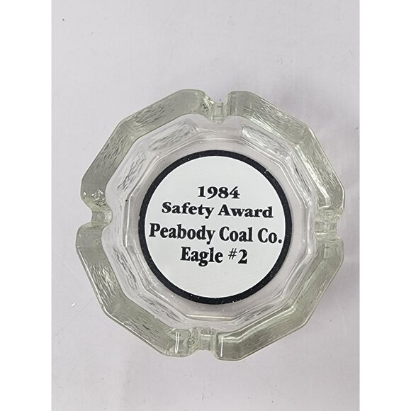 1984 Peabody Coal Co.‎ Safety Award Glass Ashtray Octagonal Eagle #2 - Picture 3 of 6